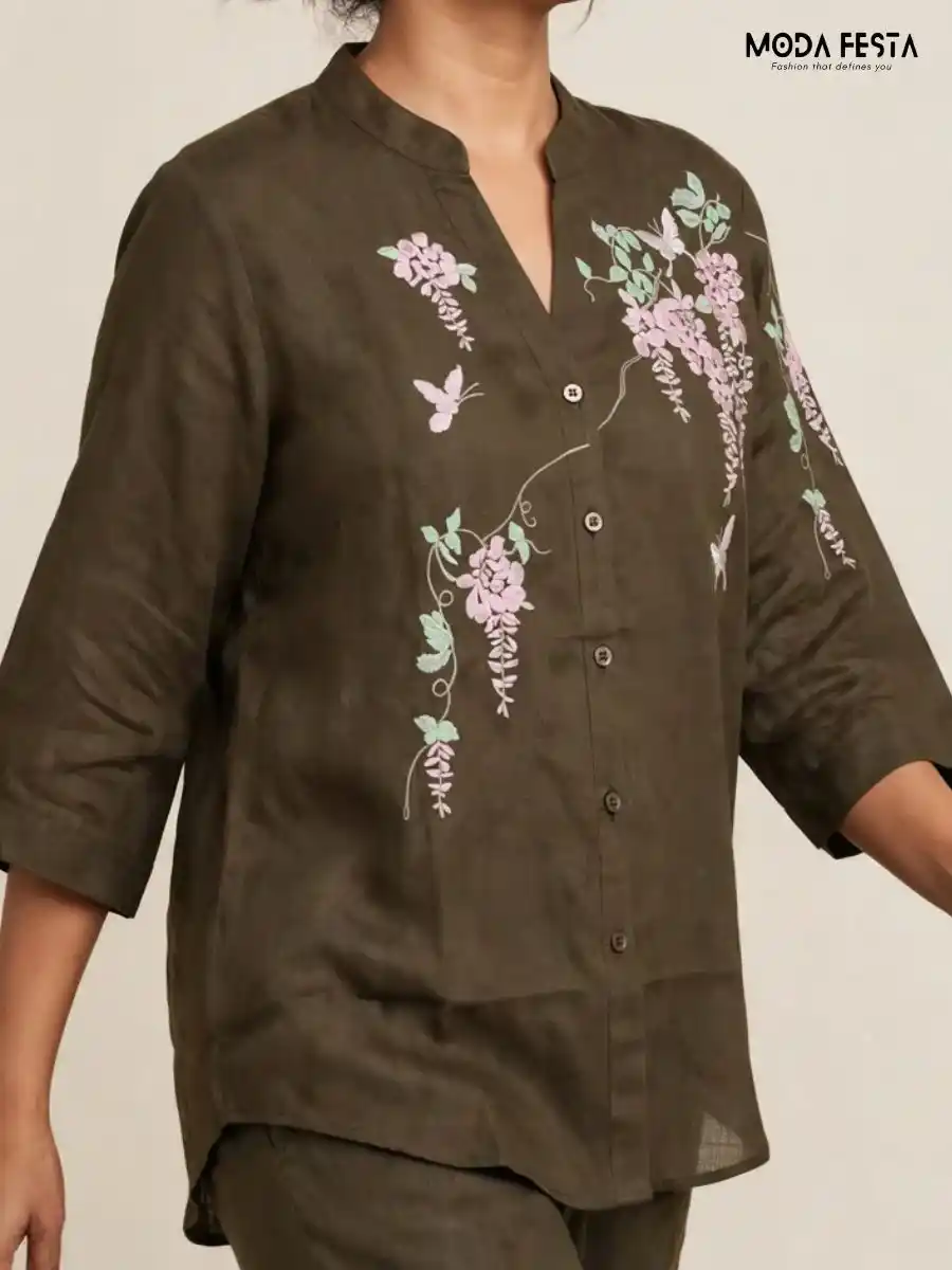 ModaFesta -floral-and-butterfly-embroidered-casual-shirt