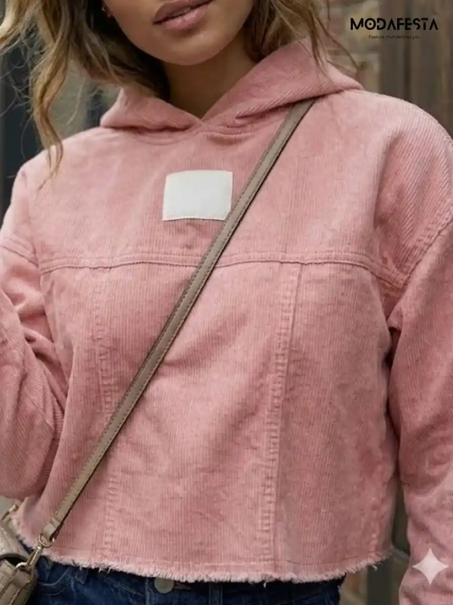ModaFesta -elegant-denim-hoodie-jacket-pink