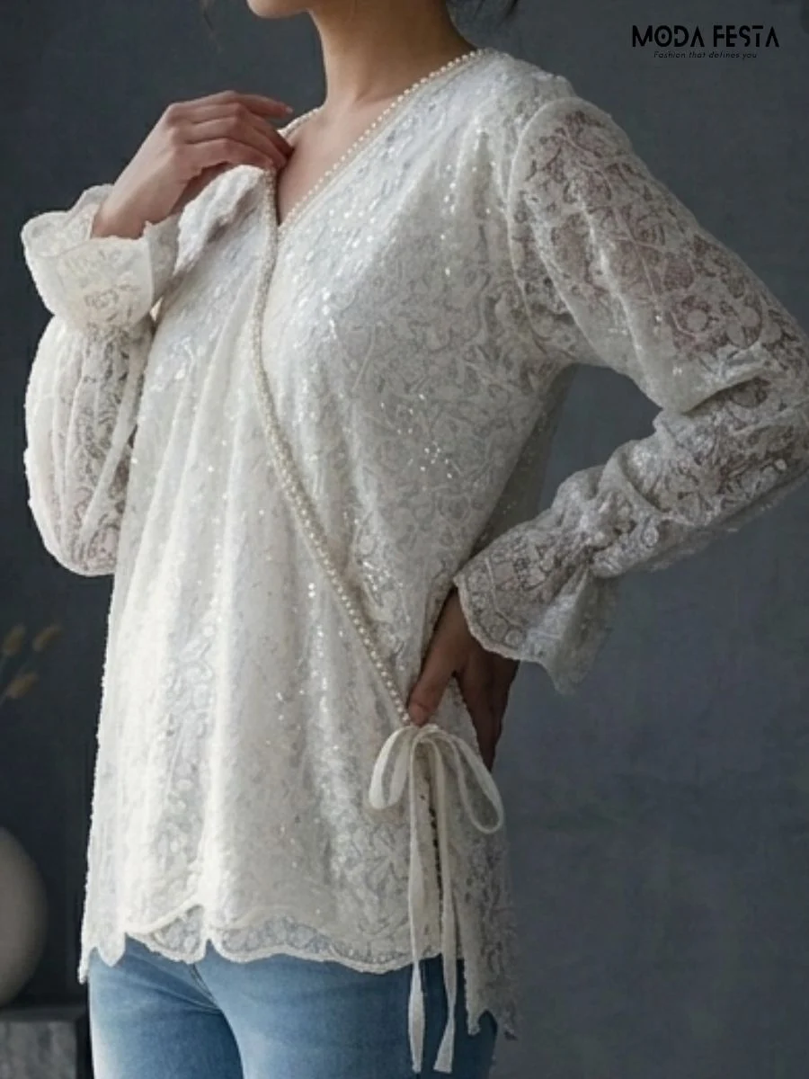 ModaFesta -ivory-sequin-lace-wrap