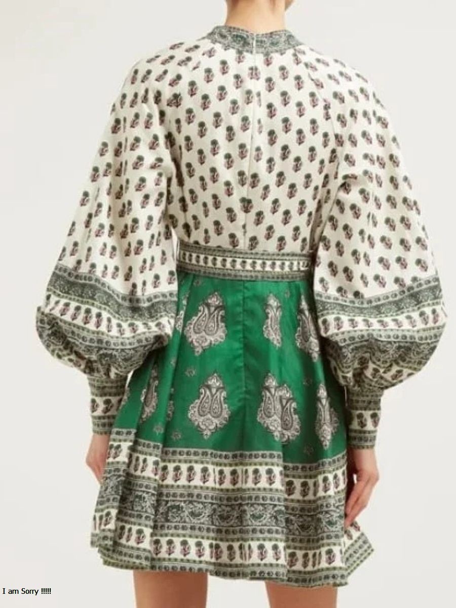 ModaFesta -emer­ald-but­toned-dress-floral-green