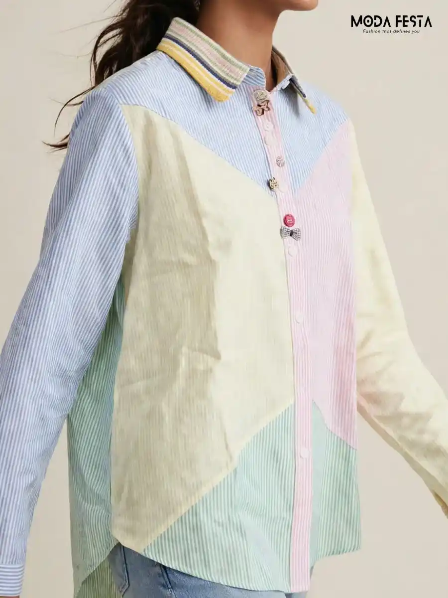 ModaFesta -pastel-colorblock-striped-long-sleeve-shirt