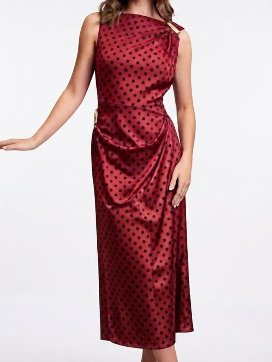 ModaFesta -polka-dot-party-wear-bodycon-dress-maroon