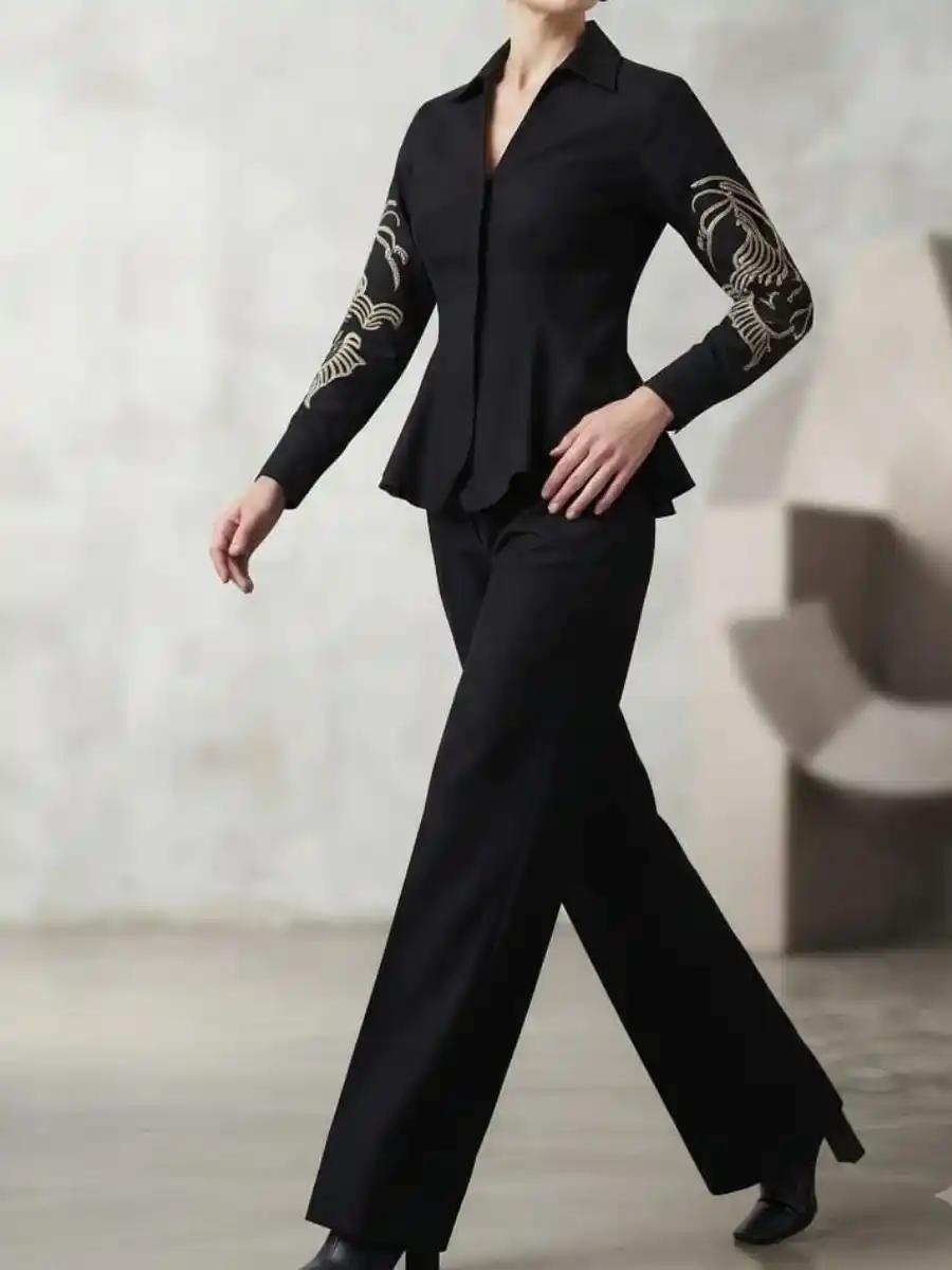 ModaFesta -elegant-black-embroidered-peplum-coord-set