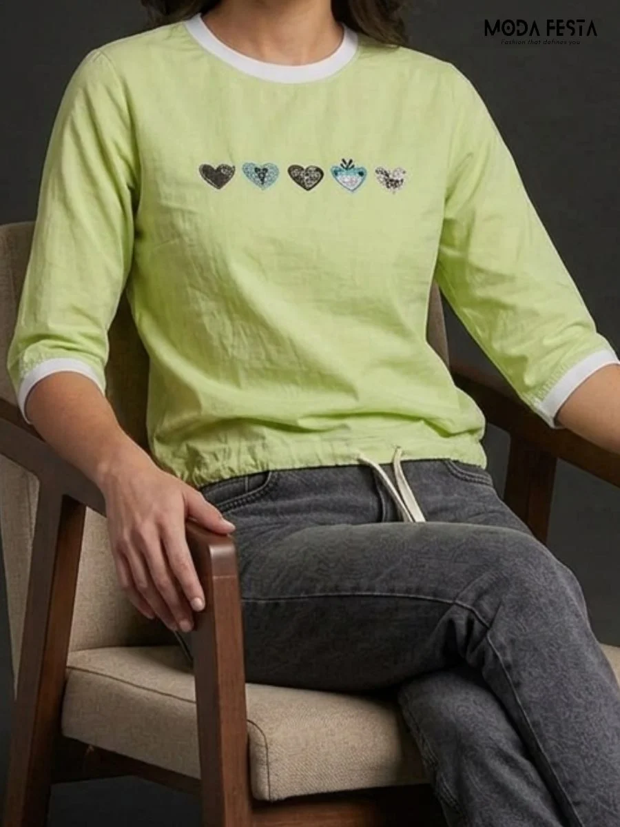 ModaFesta -lime-heart-patch-top