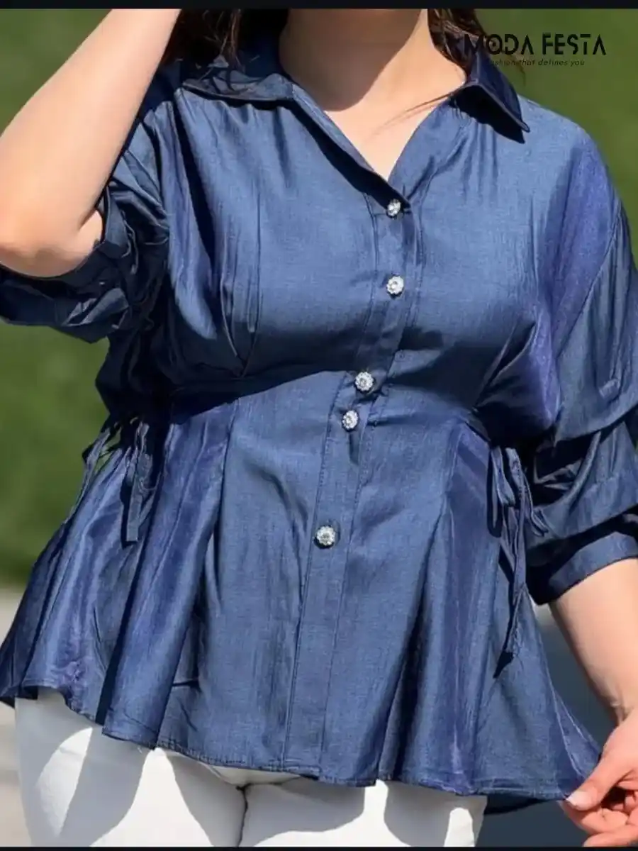 ModaFesta -blue-denim-style-shirt-Navy-blue
