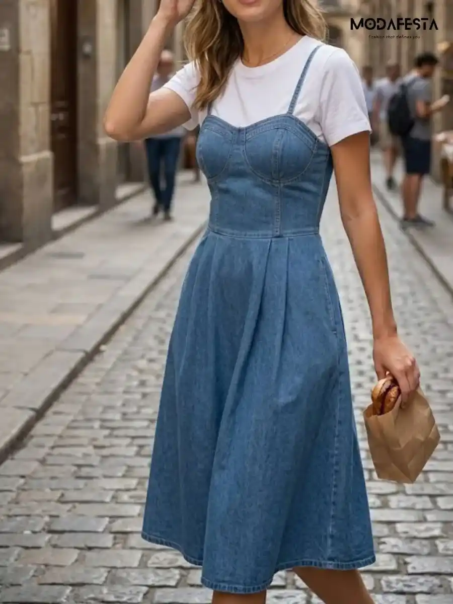 ModaFesta -elegant-denim-bustier-mini-dress-blue