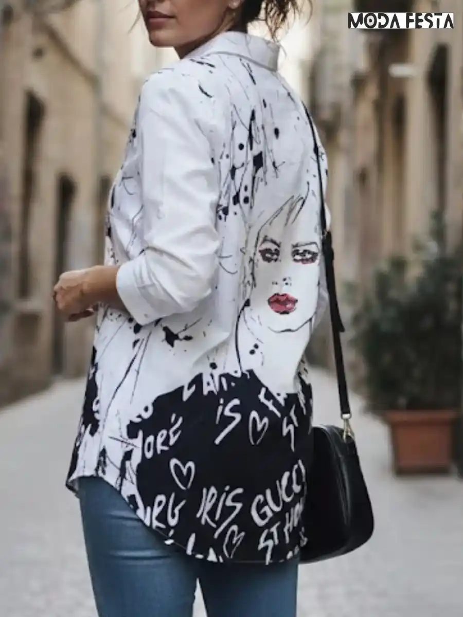 ModaFesta -elegant-girl-print-stylish-shirt-white