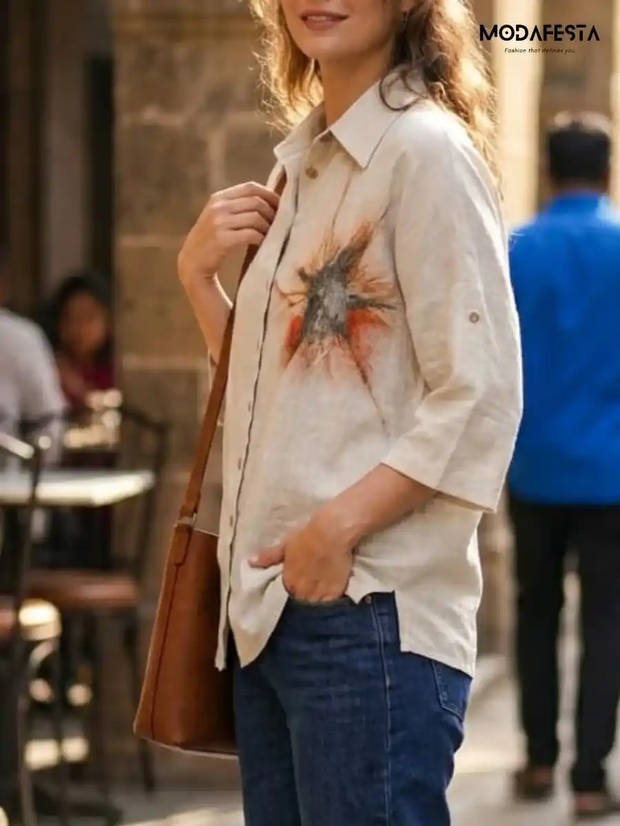 ModaFesta -classy-graphic-print-long-shirt-1-beige