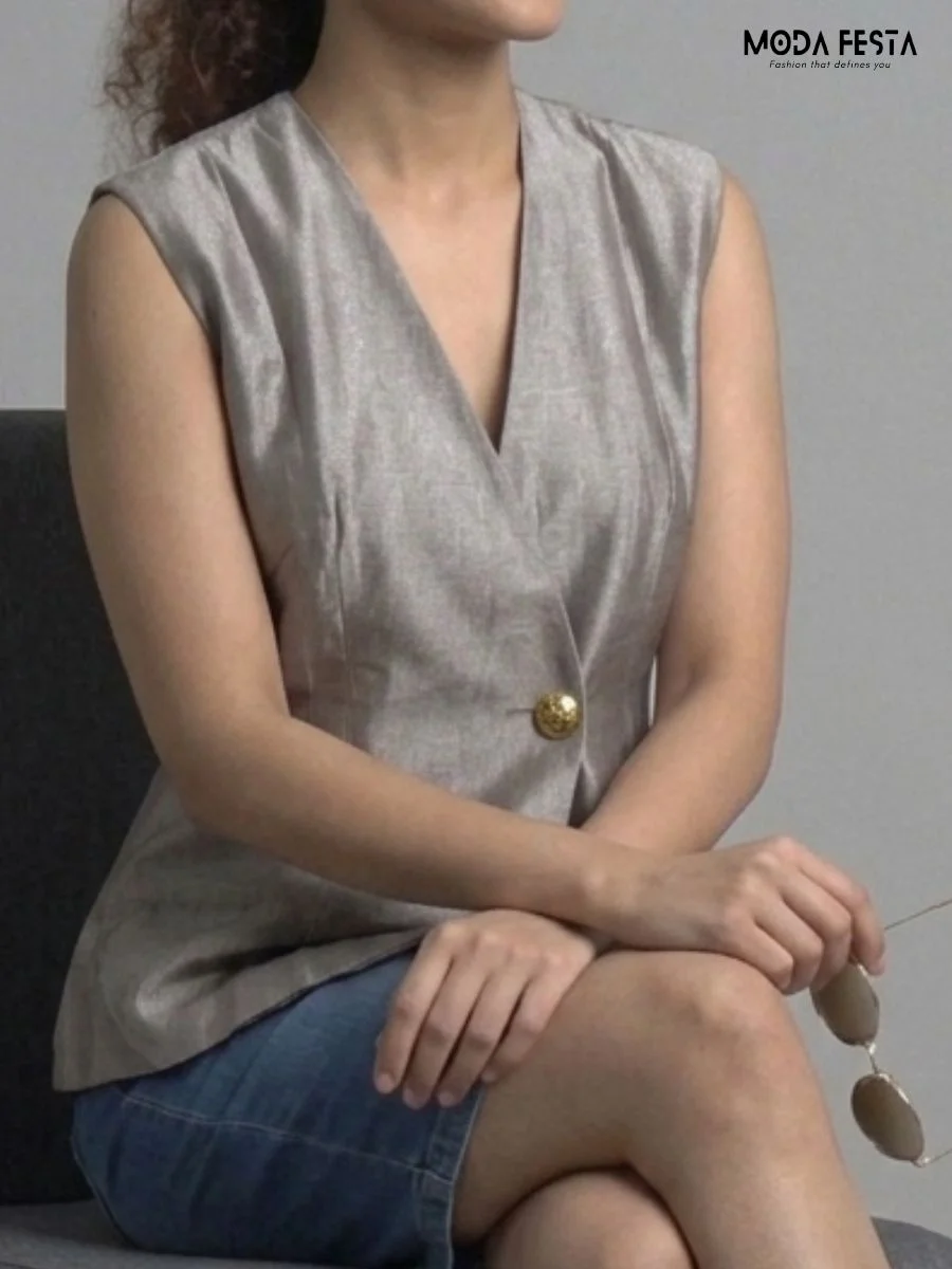 ModaFesta -metallic-shimmer-peplum-vest