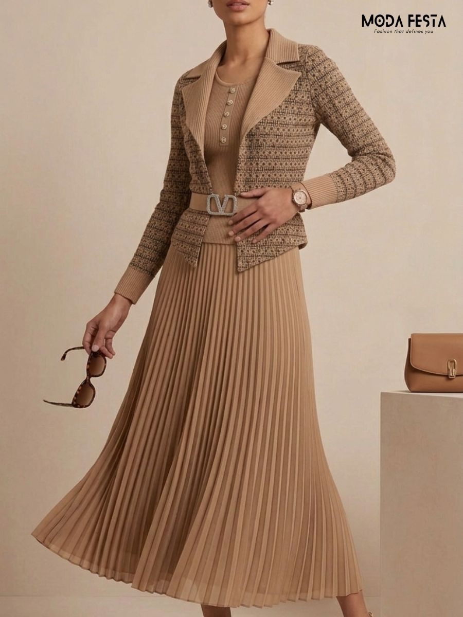 ModaFesta -clara-geometric-knit-cardigan-pleated