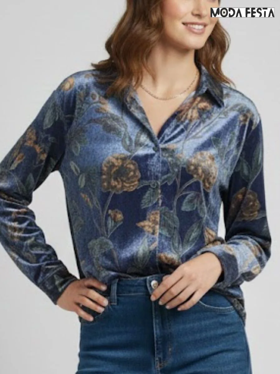 ModaFesta -floral-velvet-printed-shirt-navy--blue