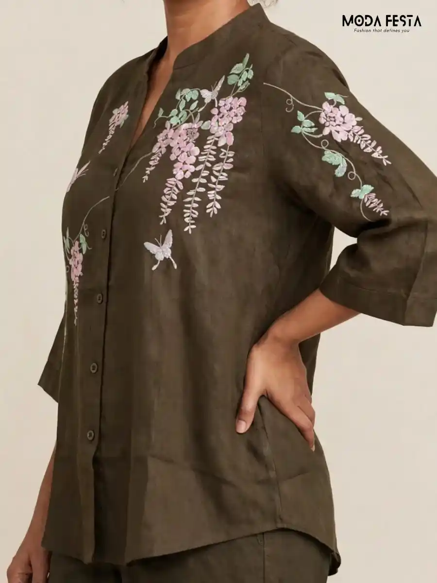ModaFesta -floral-and-butterfly-embroidered-casual-shirt