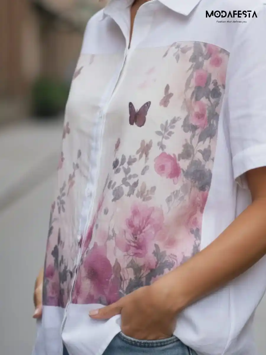 ModaFesta -elegant-graphic-flower-print-stylish-shirt-white