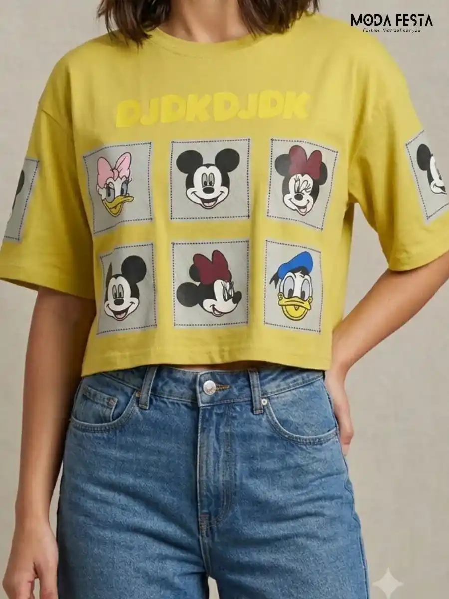 Disney Character Collage Crop Top