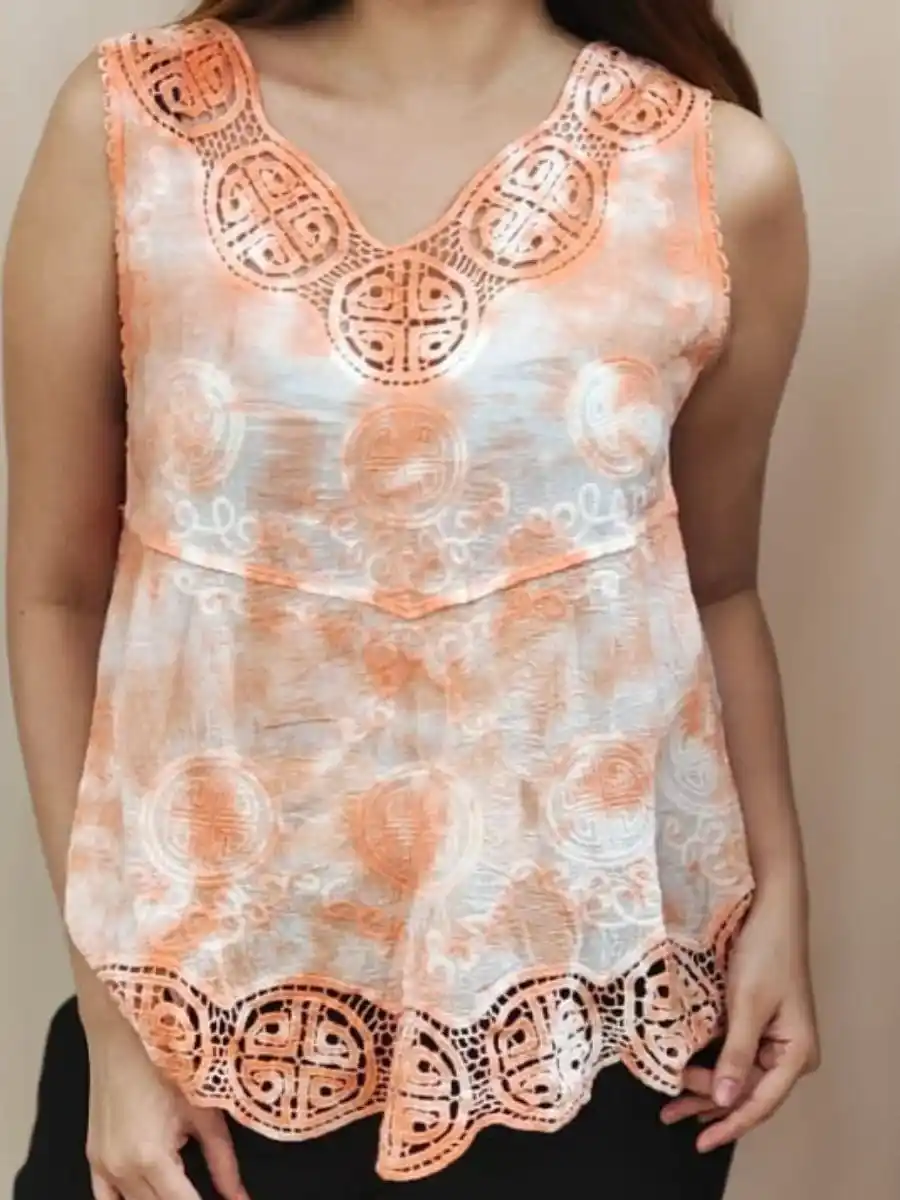 ModaFesta -chikankari-sleevless-top-orange