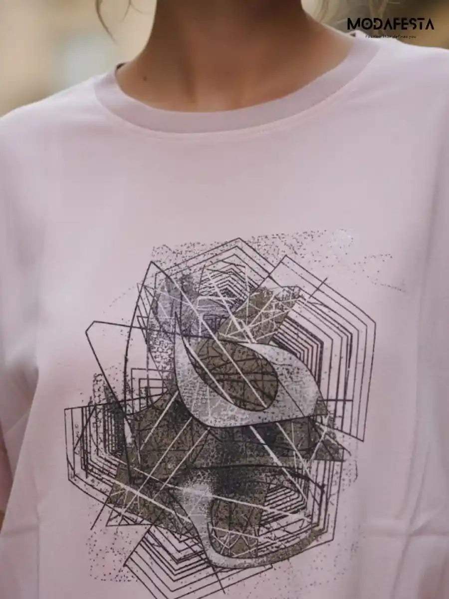 ModaFesta -elegant-geometric-graphic-over-size-top-pink