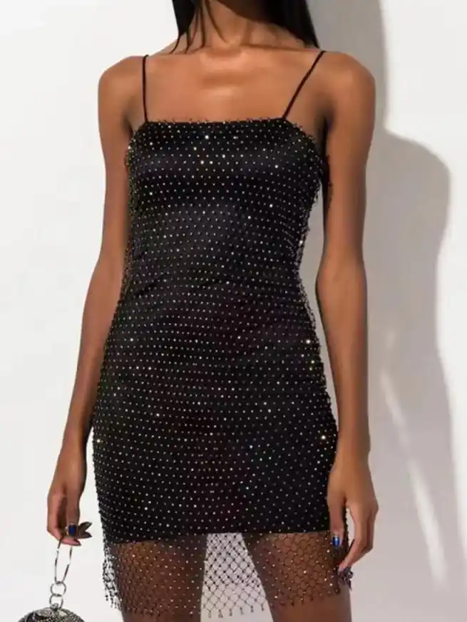 Rhinestone Fishnet Dress