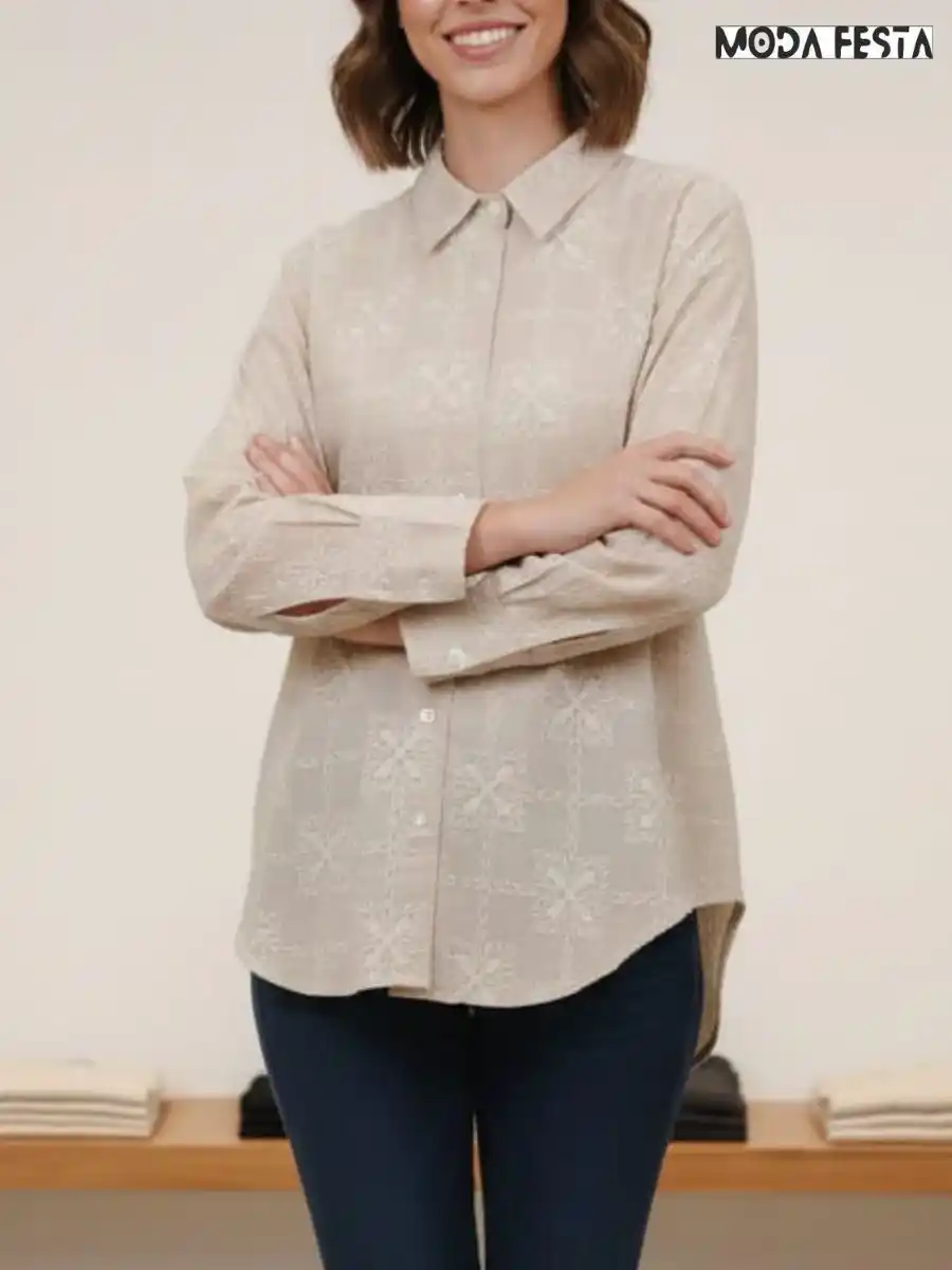 ModaFesta -embroidered-linen-shirt-beige