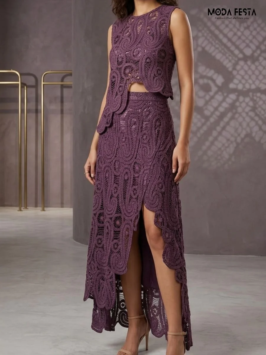two-piece crochet coord set