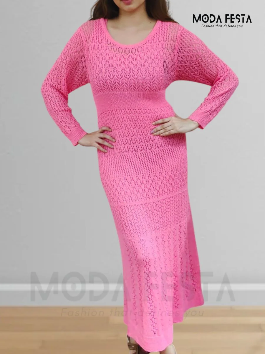 ModaFesta -winter-pink-bodycon-dress