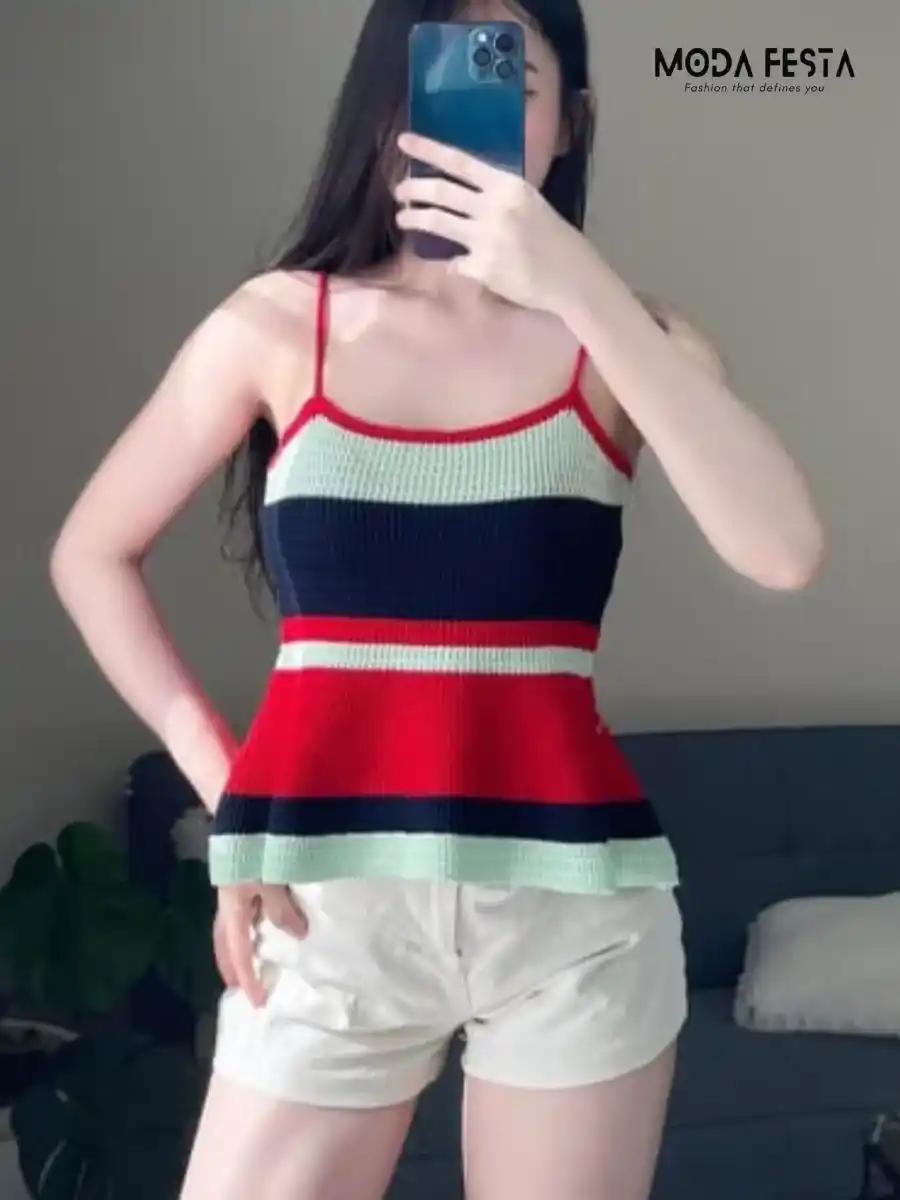 ModaFesta -style-color-knitted-top-red