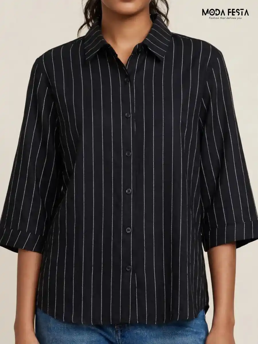 ModaFesta -pinstripe-button-down-shirt