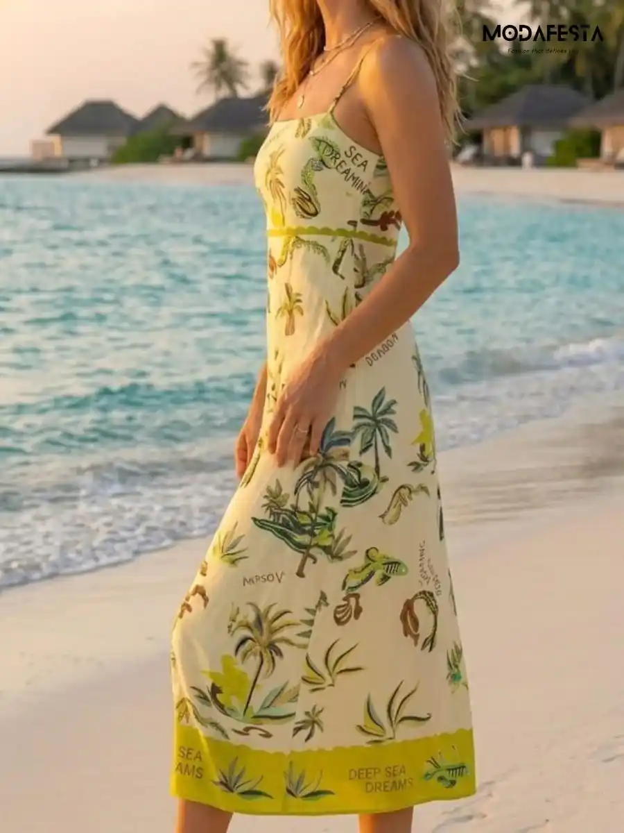 ModaFesta -stylish-graphic-printed-sleeveless-a-line-maxi-dress-beige