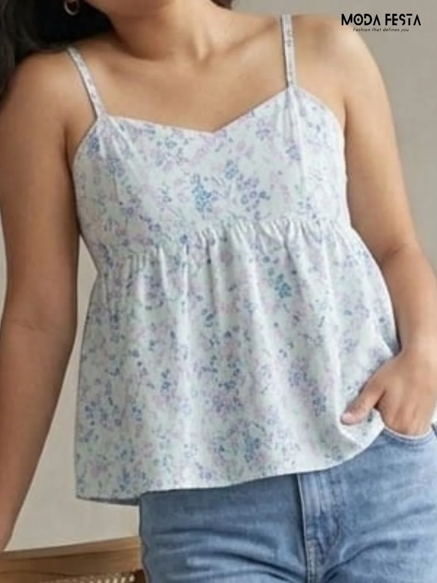 ModaFesta -floral-spaghetti-peplum-top