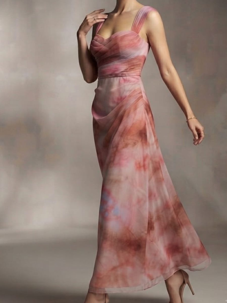 ModaFesta -bodycon-printed-net-ankle-length-sleeveless-dress-pink-print