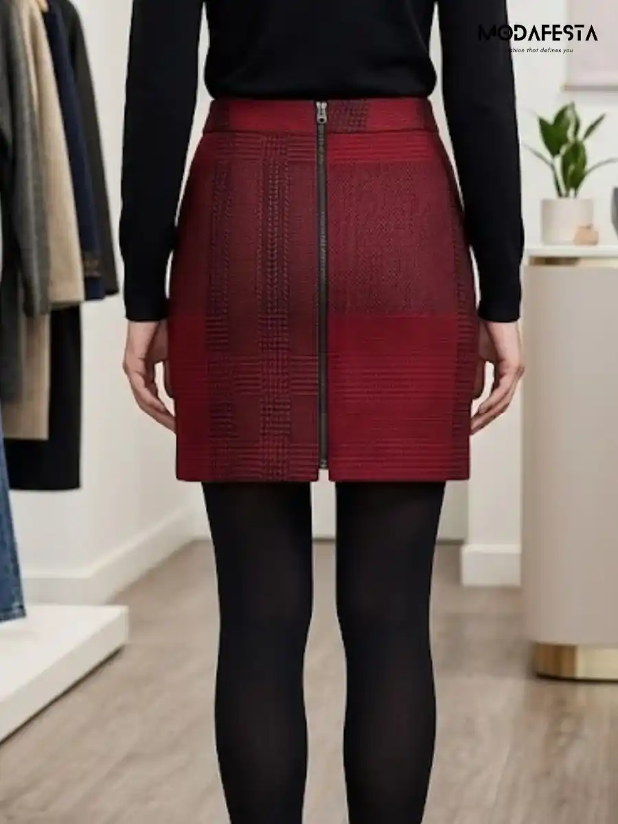 ModaFesta -elegant-checkered-mini-skirt-red