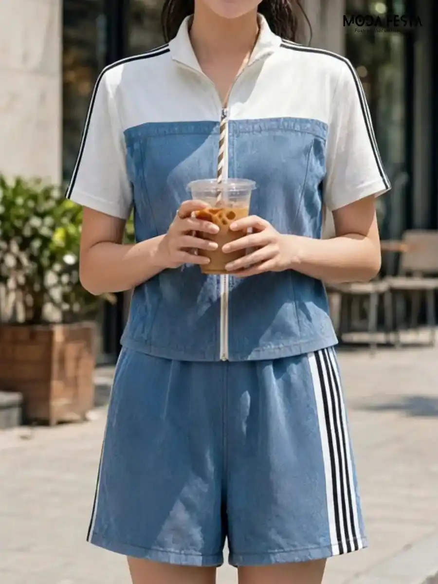 ModaFesta -denim-short-co-ord-set-white