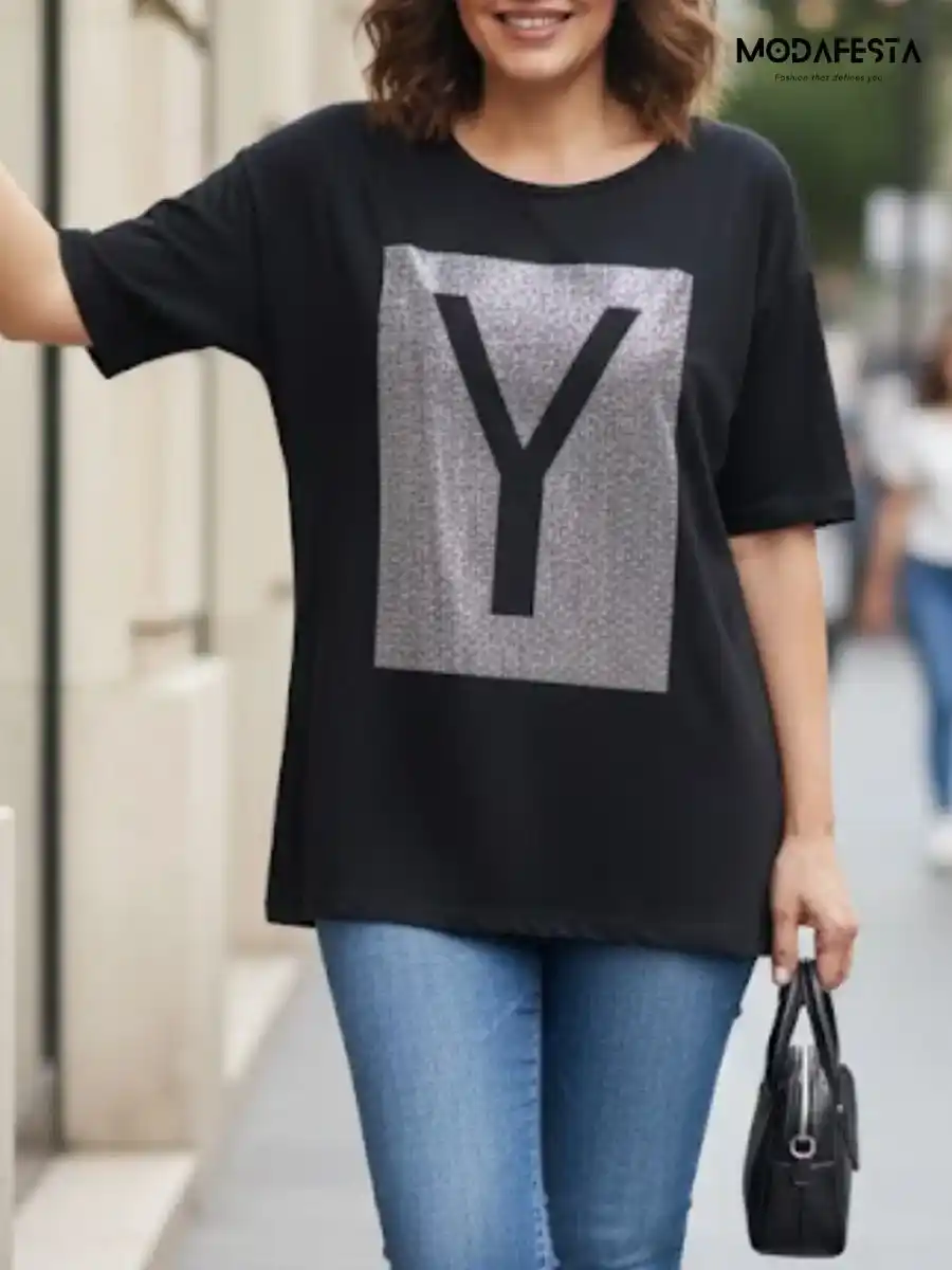 ModaFesta -elegant-sequin-y-oversize-t-shirt-black