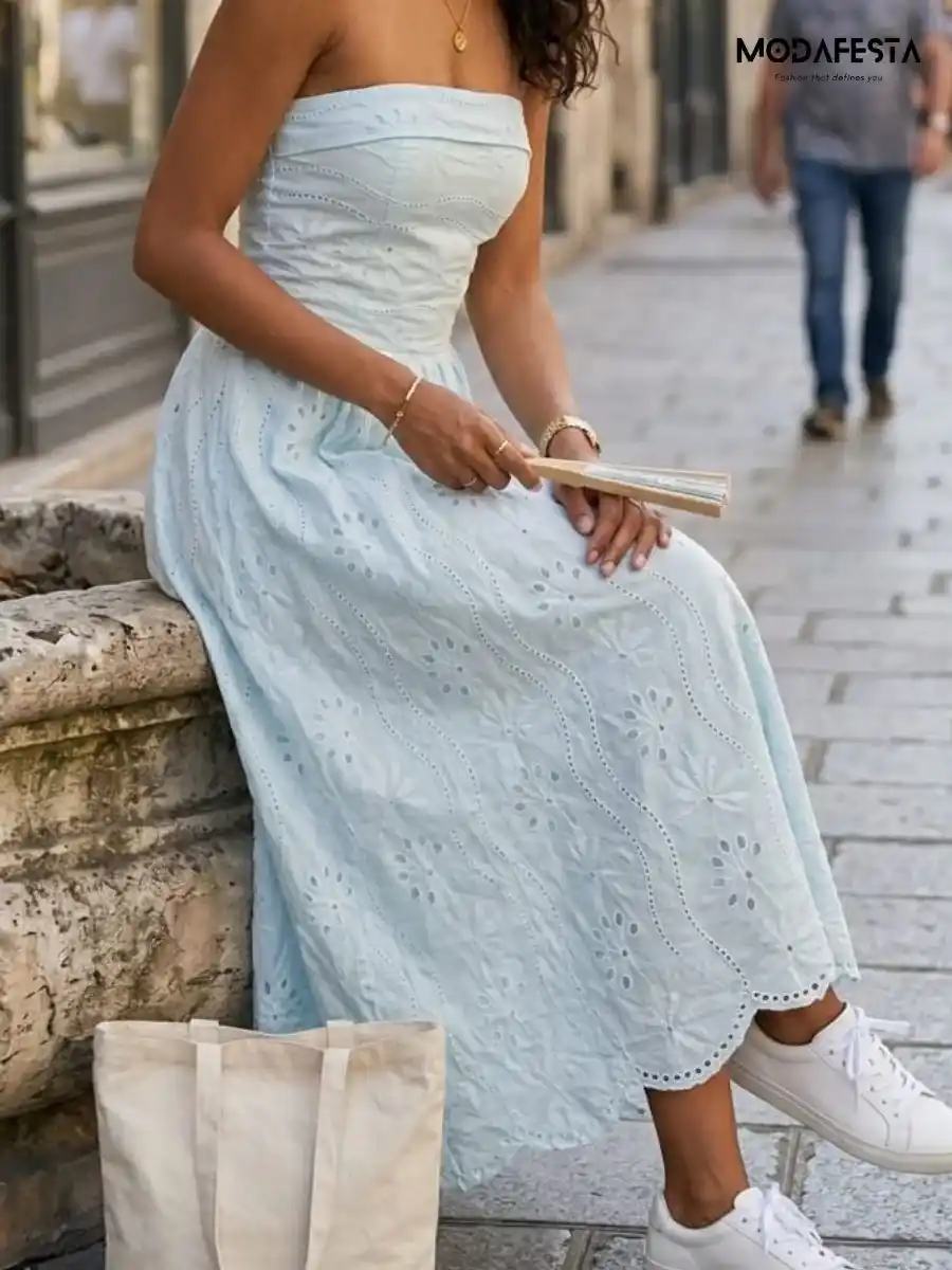 ModaFesta -elegant-chikan-tube-dress-sky-blue