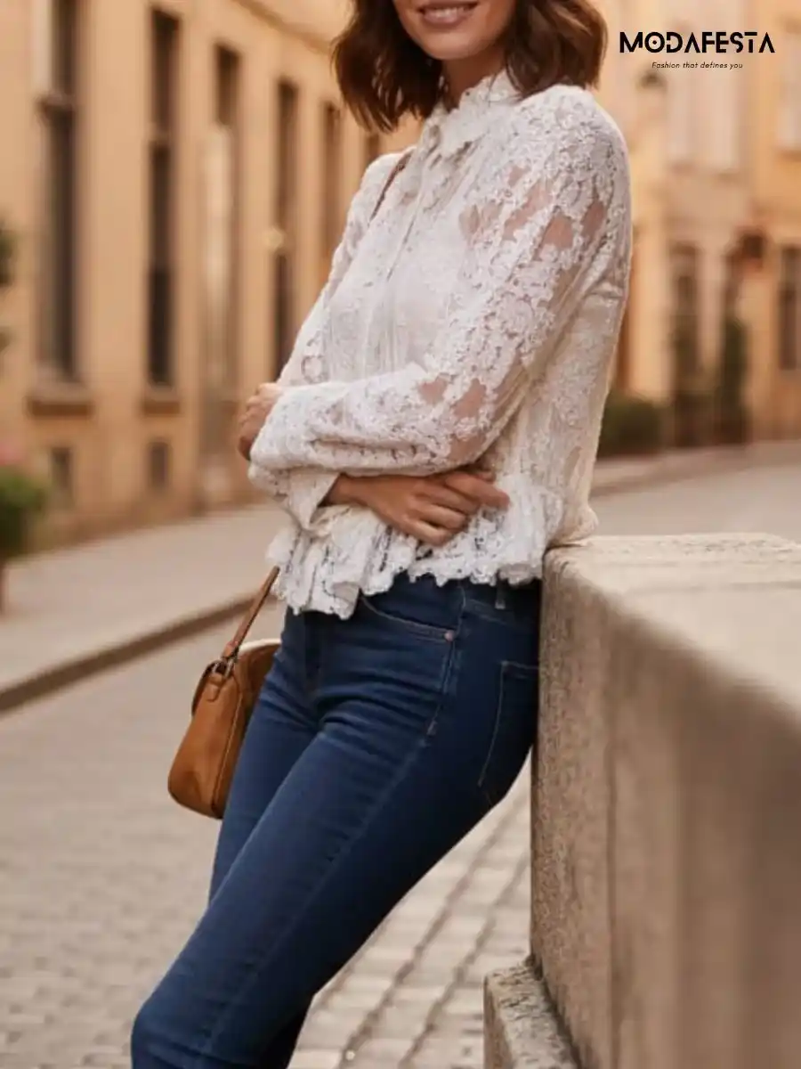 ModaFesta -elegant-high-neck-lace-top-white