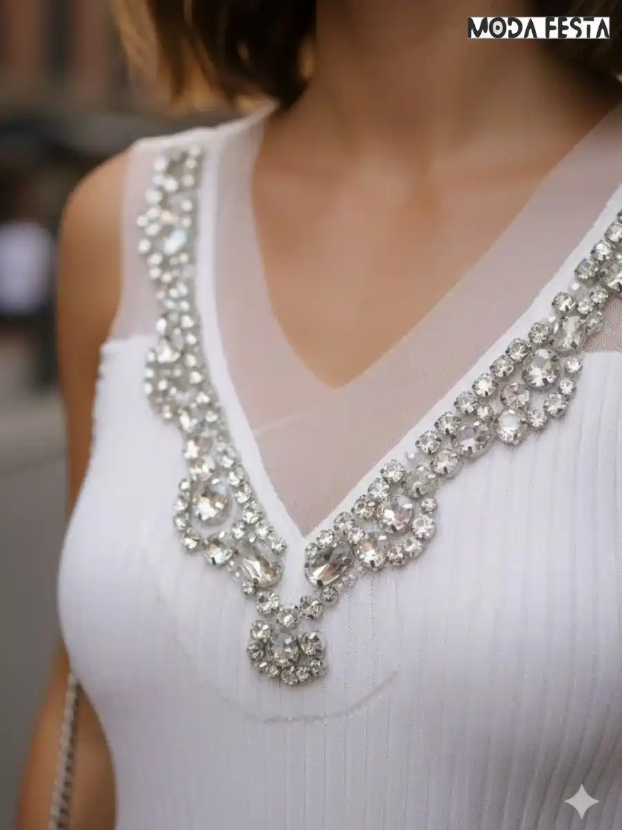 ModaFesta -elegant-crystal-v-neck-top-white
