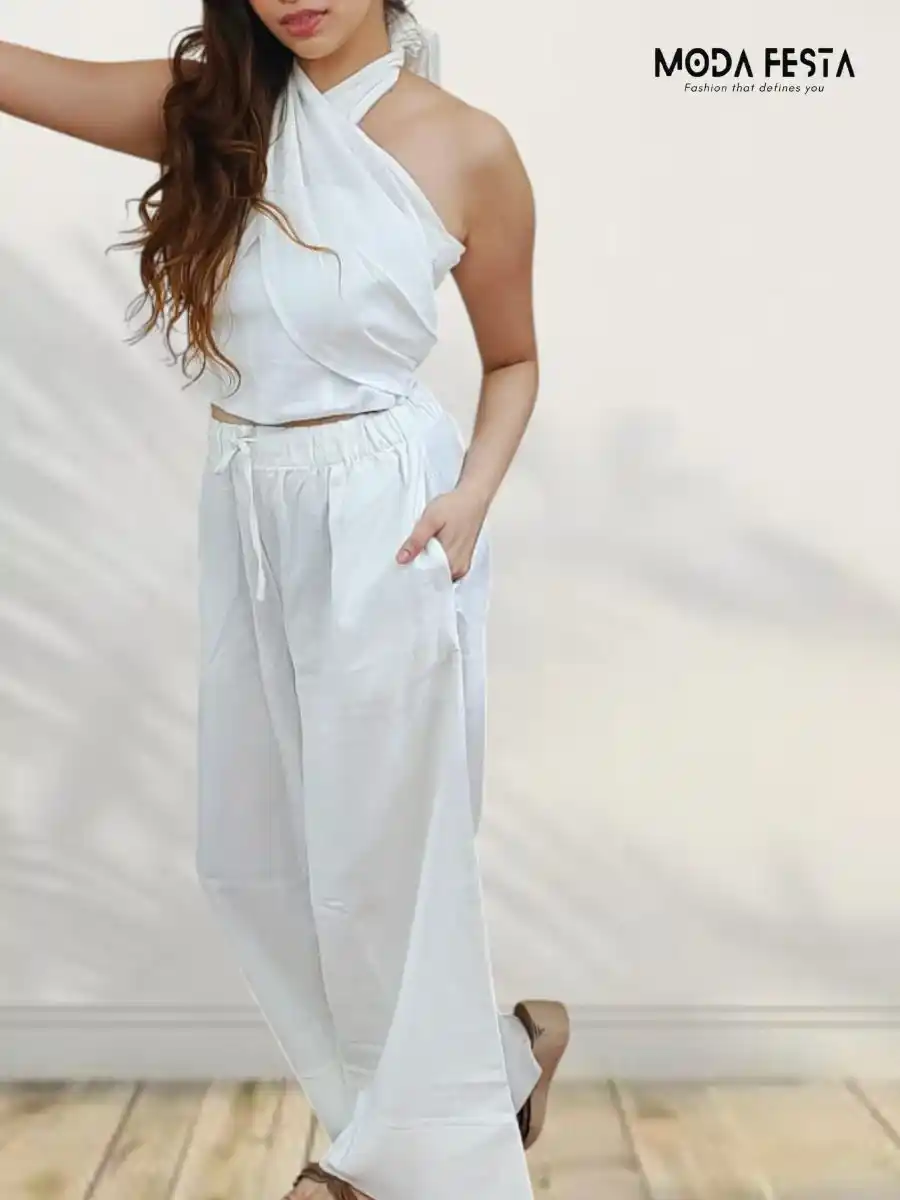 ModaFesta -elegant-style-white-linen-coord-set