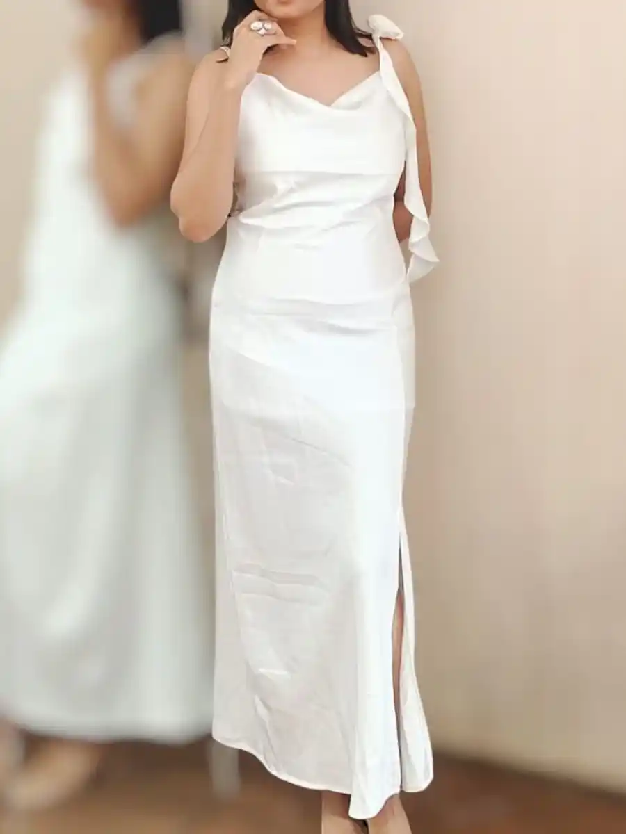 Stylish Satin Cowl Neck