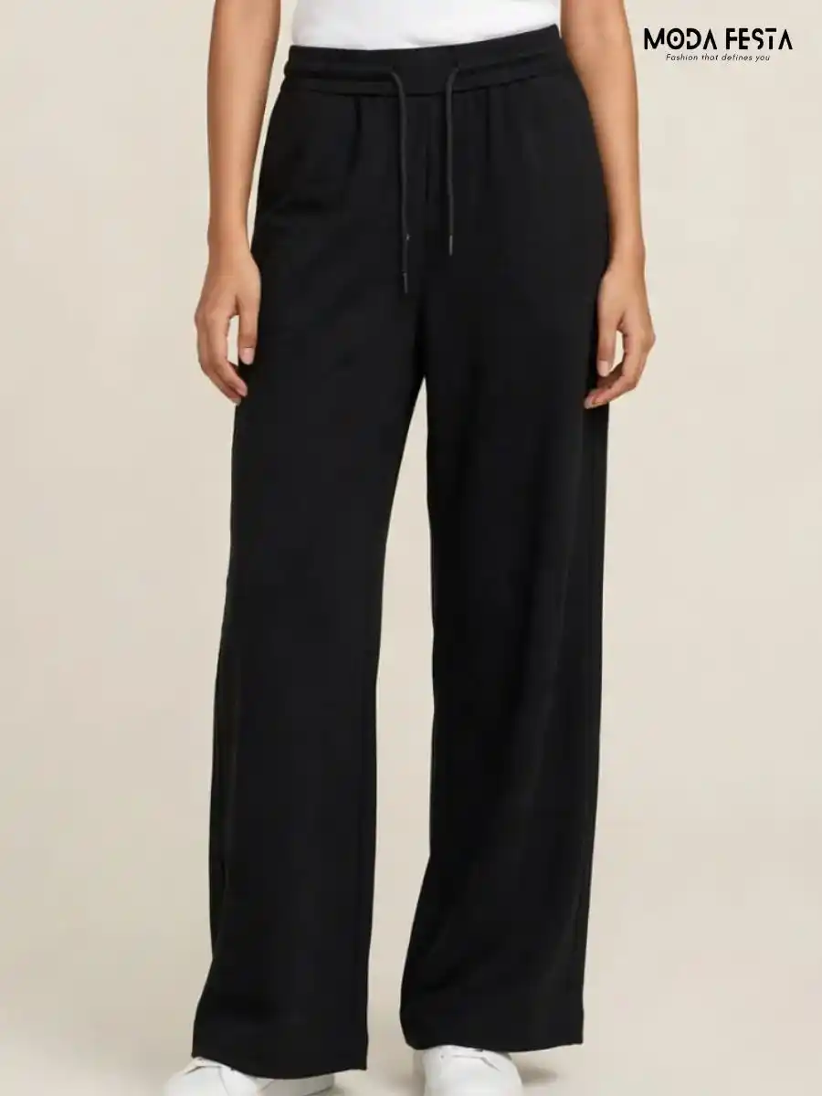 ModaFesta -black-drawstring-casual-pants