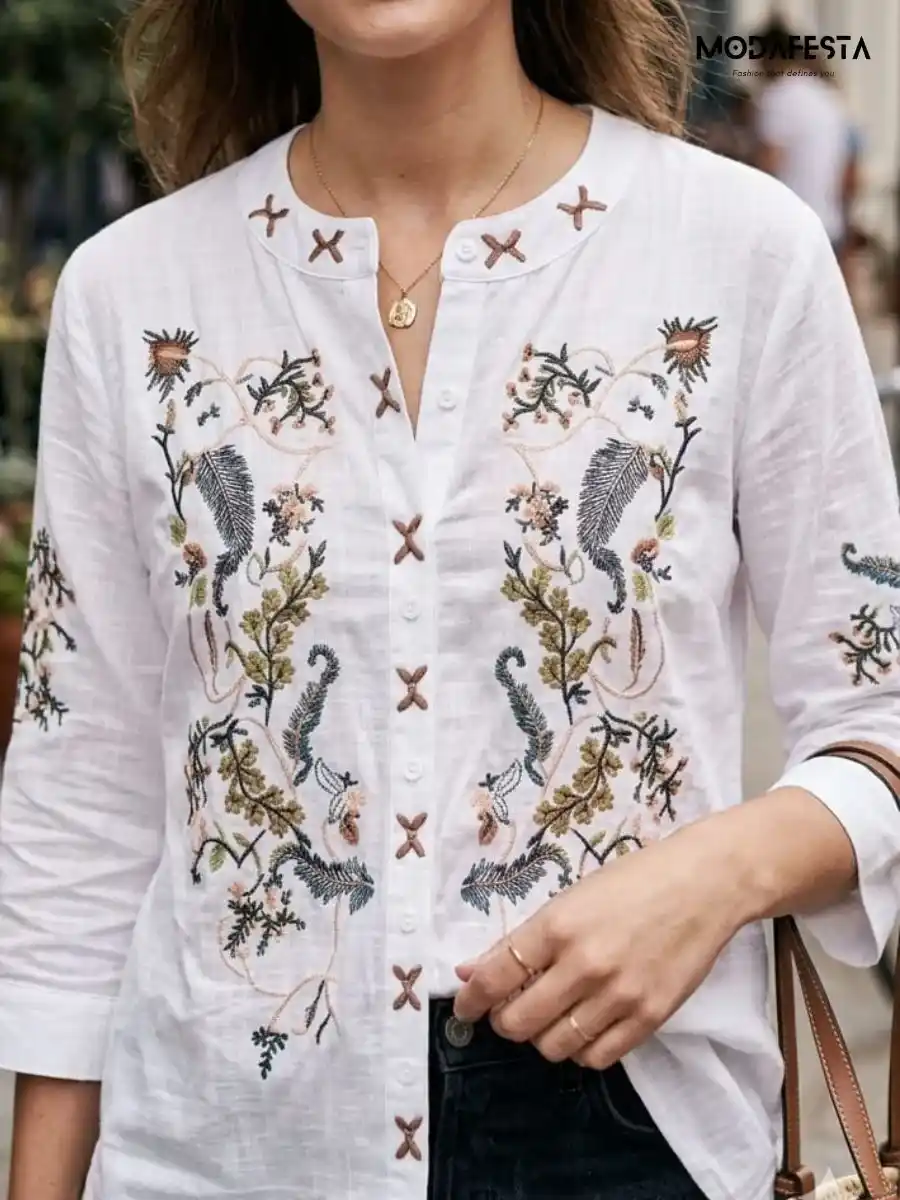 ModaFesta -elegant-floral-embroidered-cotton-shirt-1-white