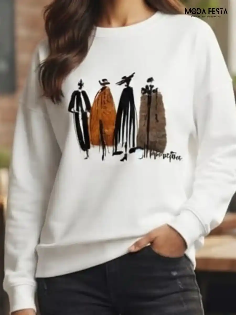 Abstract Fashion Illustration Oversized White T-Shirt
