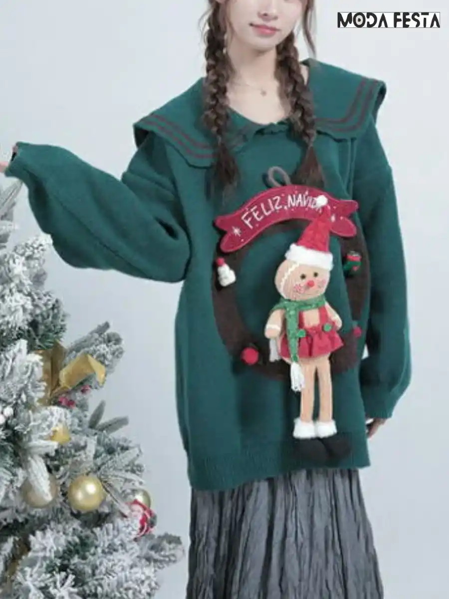 ModaFesta -christmas-knit-t-shirt-green
