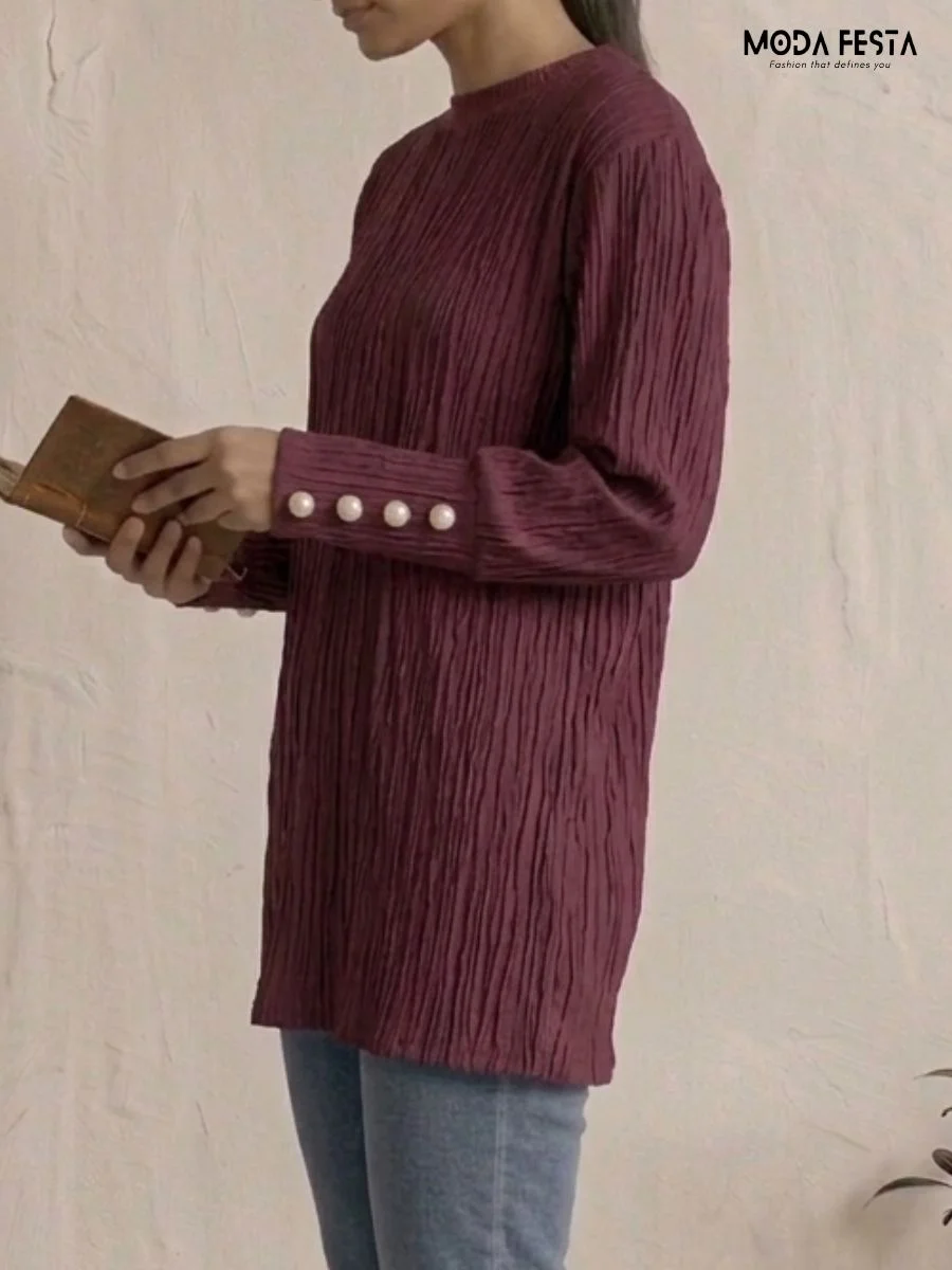 ModaFesta -maroon-pleated-tunic
