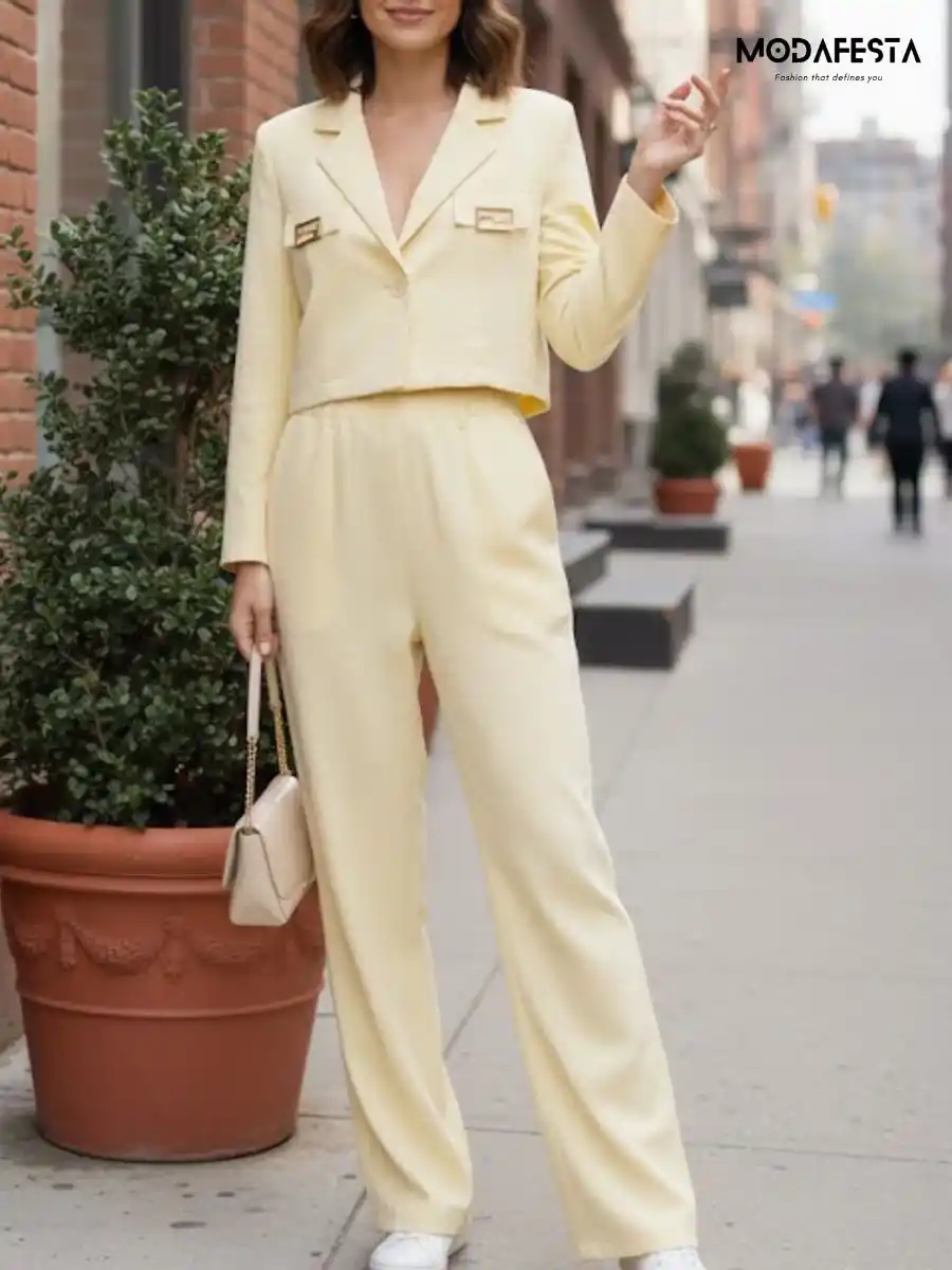 ModaFesta -trendy-midtown-blazer-coord-set-yellow