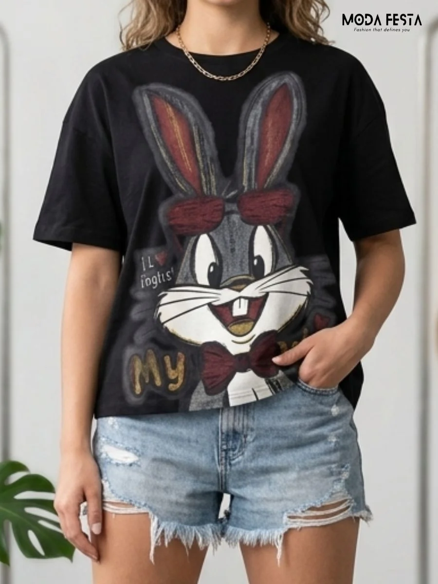 ModaFesta -bugs-bunny-black-tee