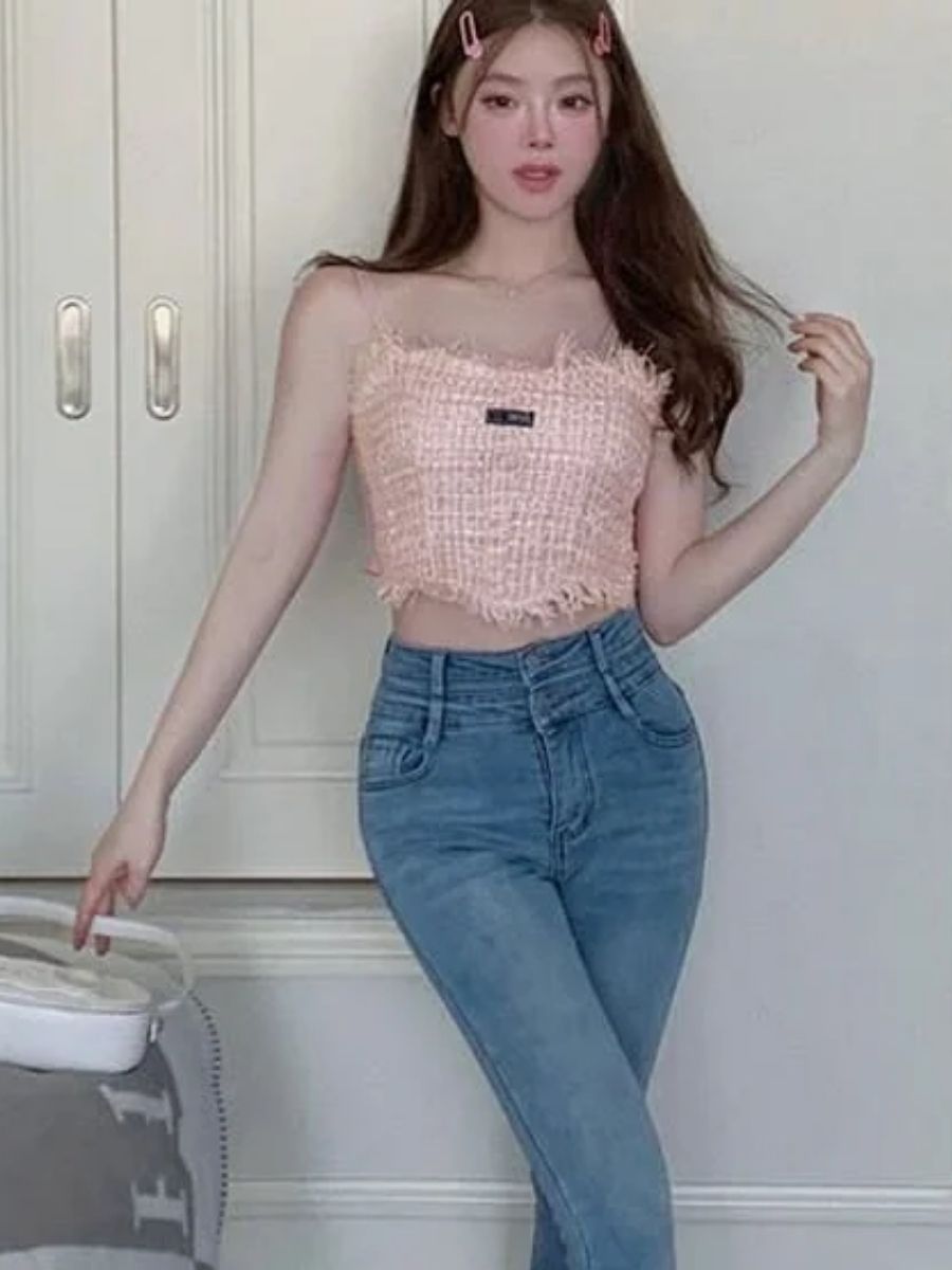 ModaFesta -fringed-crop-co-ord-top-pink