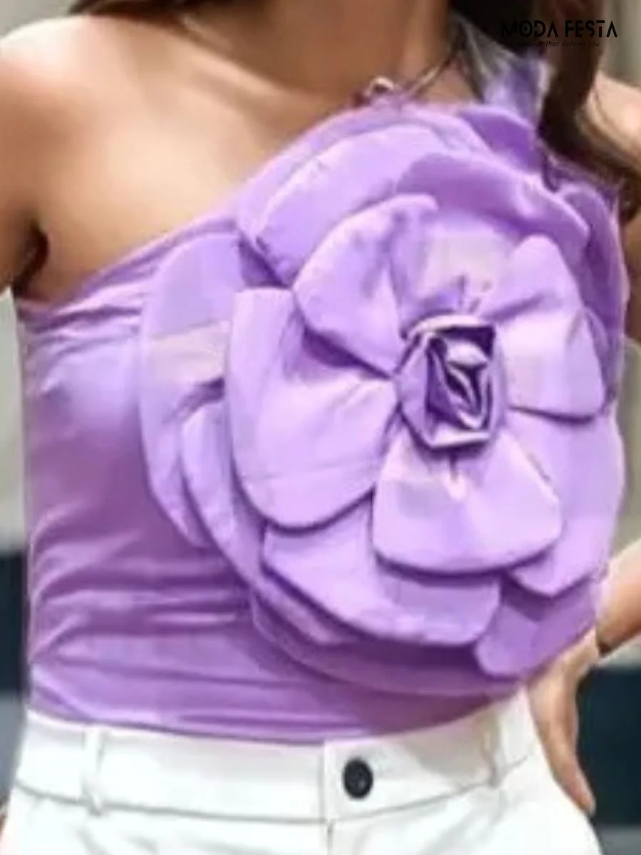 One Shoulder Flower Top