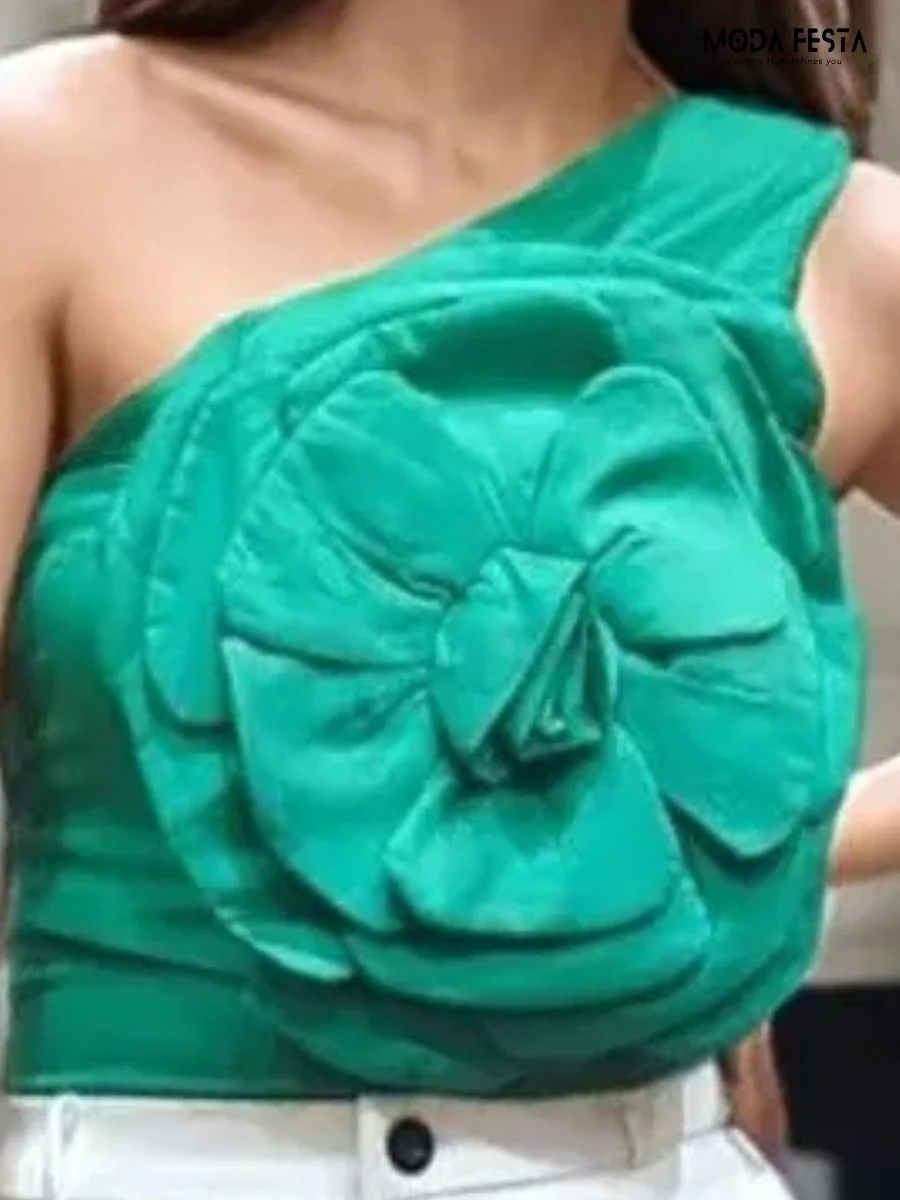 One Shoulder Flower Top