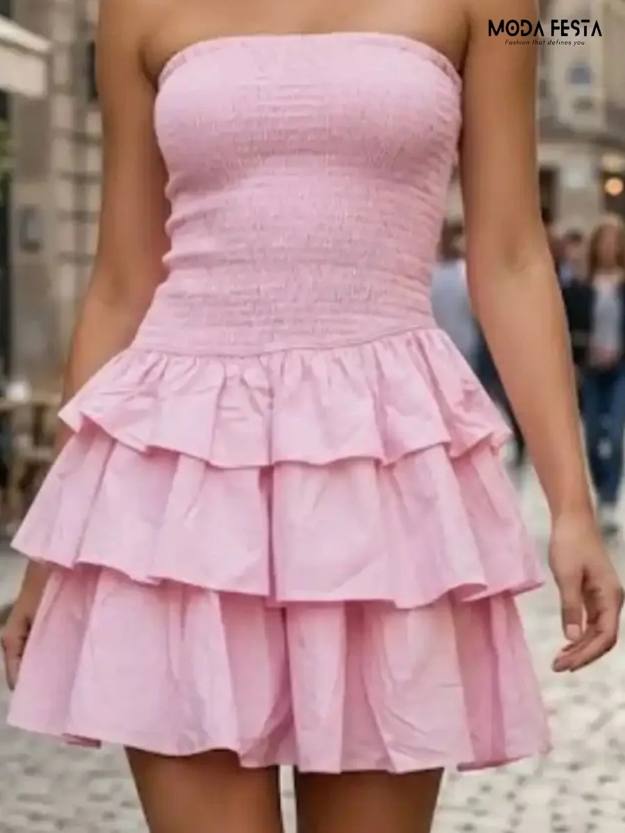 Elegant Strapless Mini Tube Dress