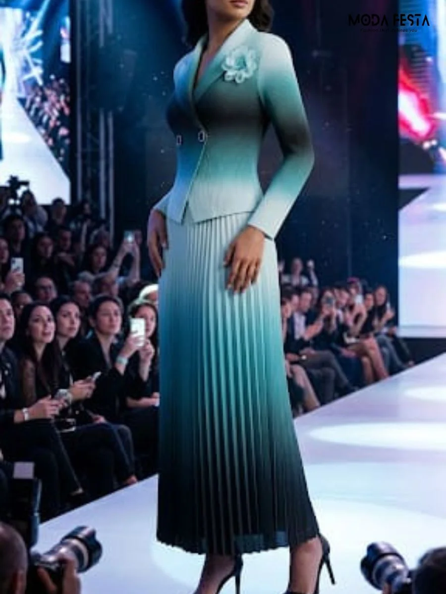 ModaFesta -ombre-pleated-blazer-dress-sea-green