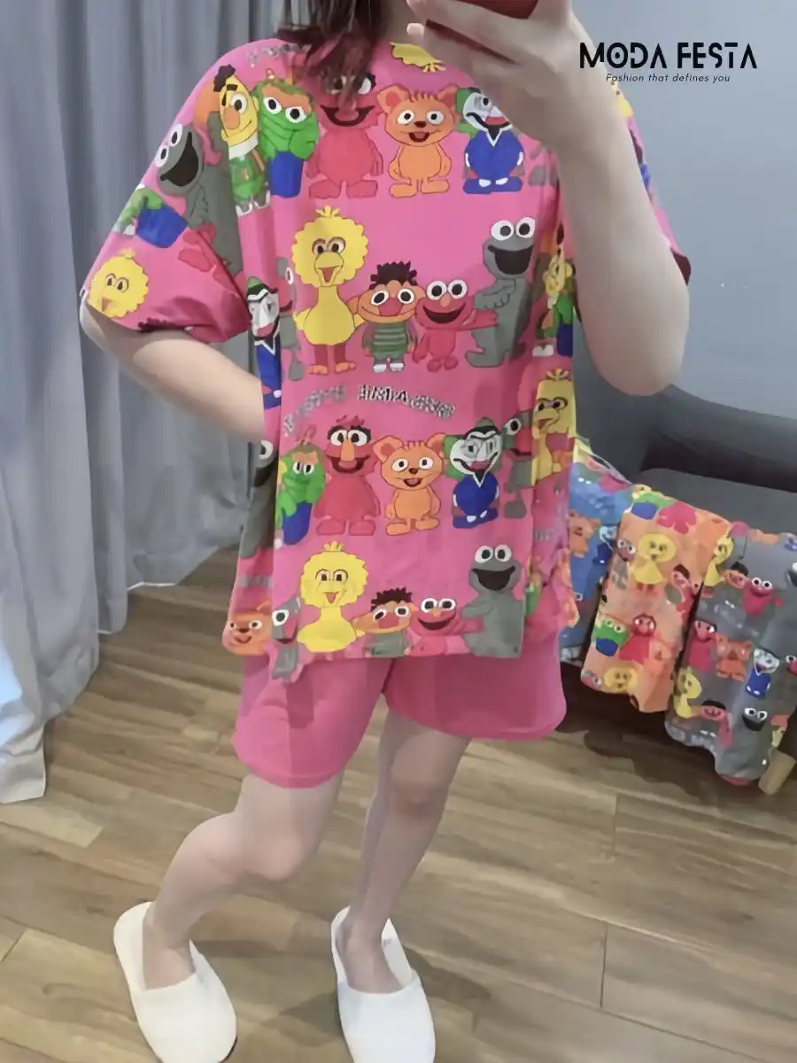 ModaFesta -sesame-street-printed-tshirt-pink